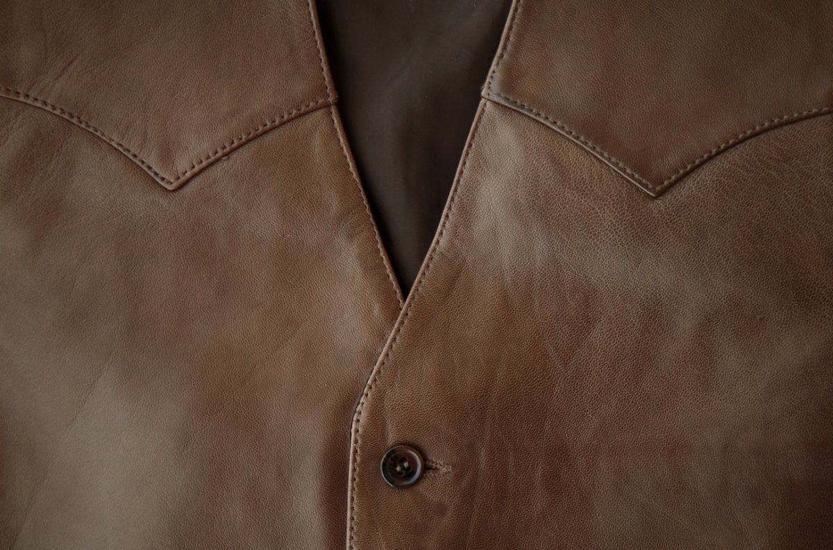 画像2: スカリー ウエスタン レザー ベスト（チョコレートブラウン/ブラウン）/Scully Western Lamb Leather Vest(Chocolate/Brown) (2)