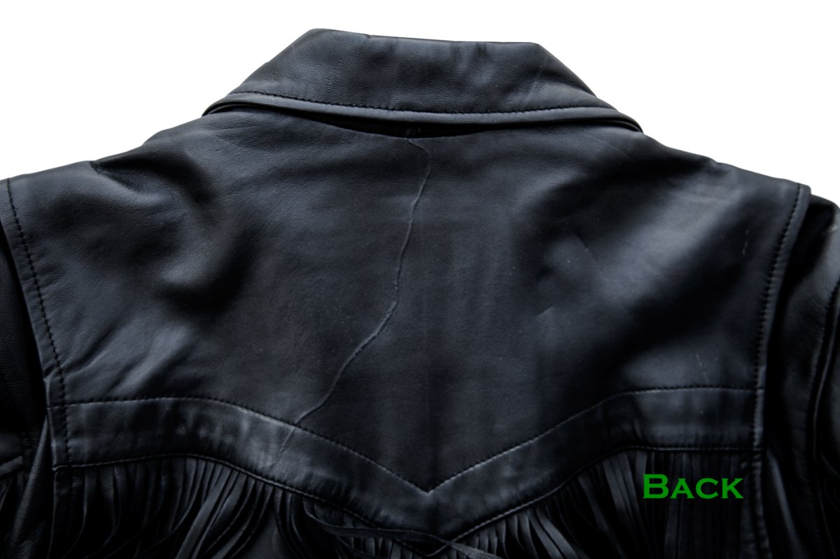 画像4: スカリー ラムレザー フリンジ モーターサイクル ジャケット（ブラック）L（身幅60cm）【訳あり商品-SDGs】/Scully Soft Touch Lamb Fringe Motorcycle Jacket(Black) (4)