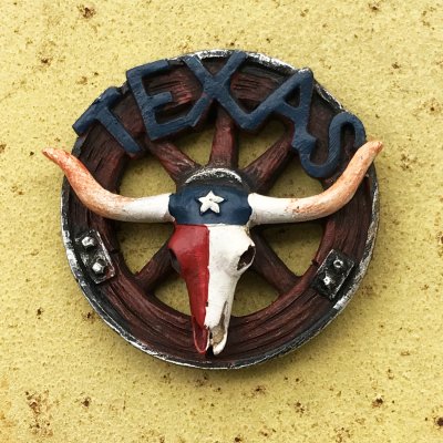 画像1: マグネット テキサス 州旗 ロングホーン ワゴンホイール/Magnet TEXAS Longhorn Wagon Wheel