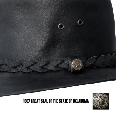 画像2: ブルハイド レザー ハット（ブラック）大きいサイズもあり/Bullhide Genuine Leather Hat CESSNOCK(Black)