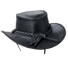 画像2: ブルハイド レザー ハット（ブラック）大きいサイズもあり/Bullhide Genuine Leather Hat CESSNOCK(Black) (2)
