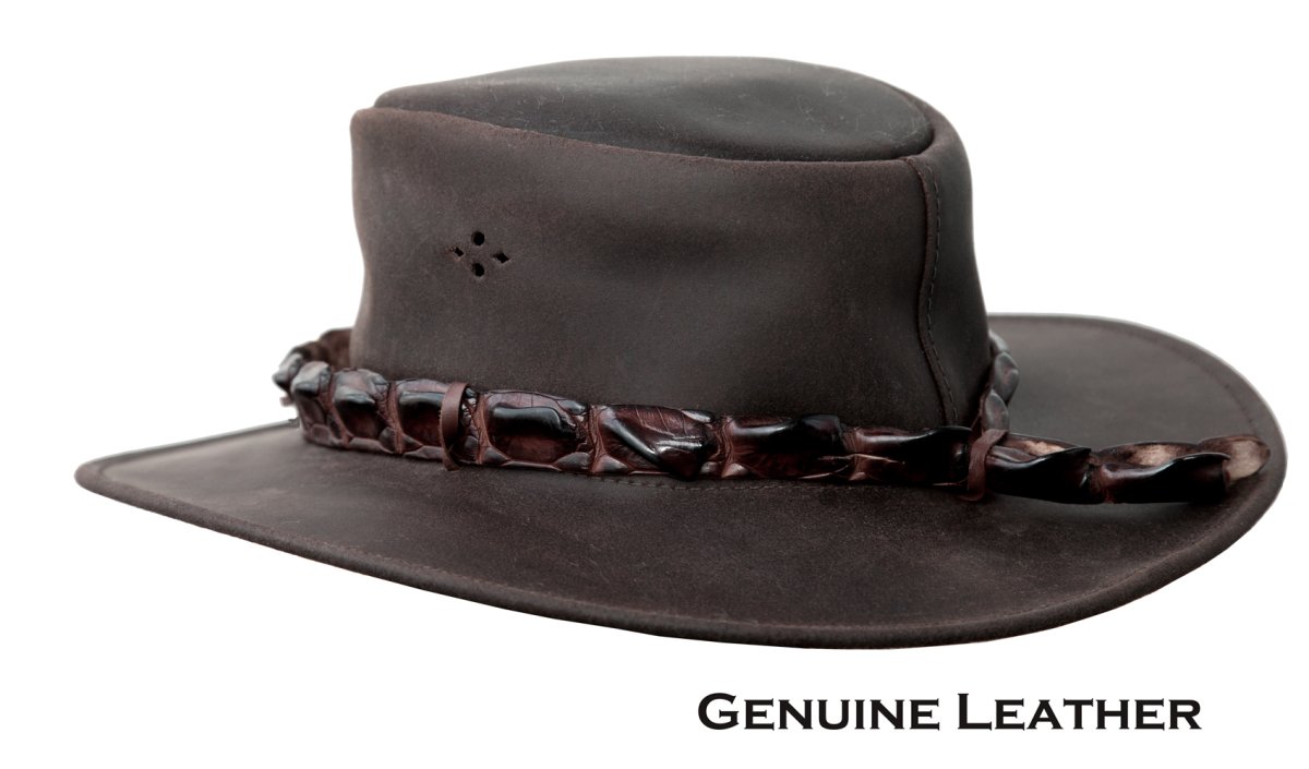 画像3: クロコダイルレザー&ティース ハットバンド レザーハット(ブラウン)XL/Crocodile Skin &Teeth Hatband Genuine Leather Hat(Brown) (3)