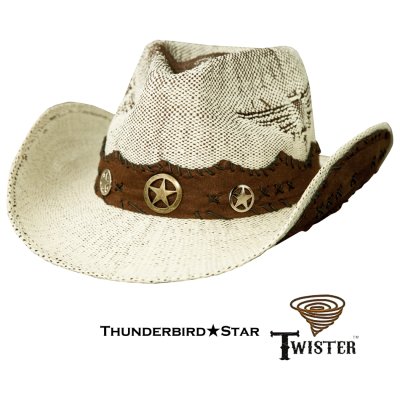 画像1: サンダーバード スター シェイパブルブリム ウエスタン カウボーイ ストローハット(ナチュラル・ブラウン）/Twister Thunderbird Star Straw Cowboy Hat(Natural)