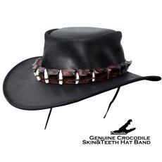画像1: クロコダイルレザー＆ティース ハットバンド レザーハット（ブラック）OS/Crocodile Skin &Teeth Hatband Genuine Leather Hat(Black) (1)