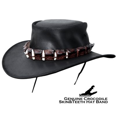 画像1: クロコダイルレザー＆ティース ハットバンド レザーハット（ブラック）OS/Crocodile Skin &Teeth Hatband Genuine Leather Hat(Black)