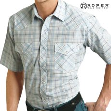 画像5: ローパー スナップフロント ウエスタン シャツ（アクア/半袖）/Roper Short Sleeve Plaid Western Shirt(Aqua) (5)