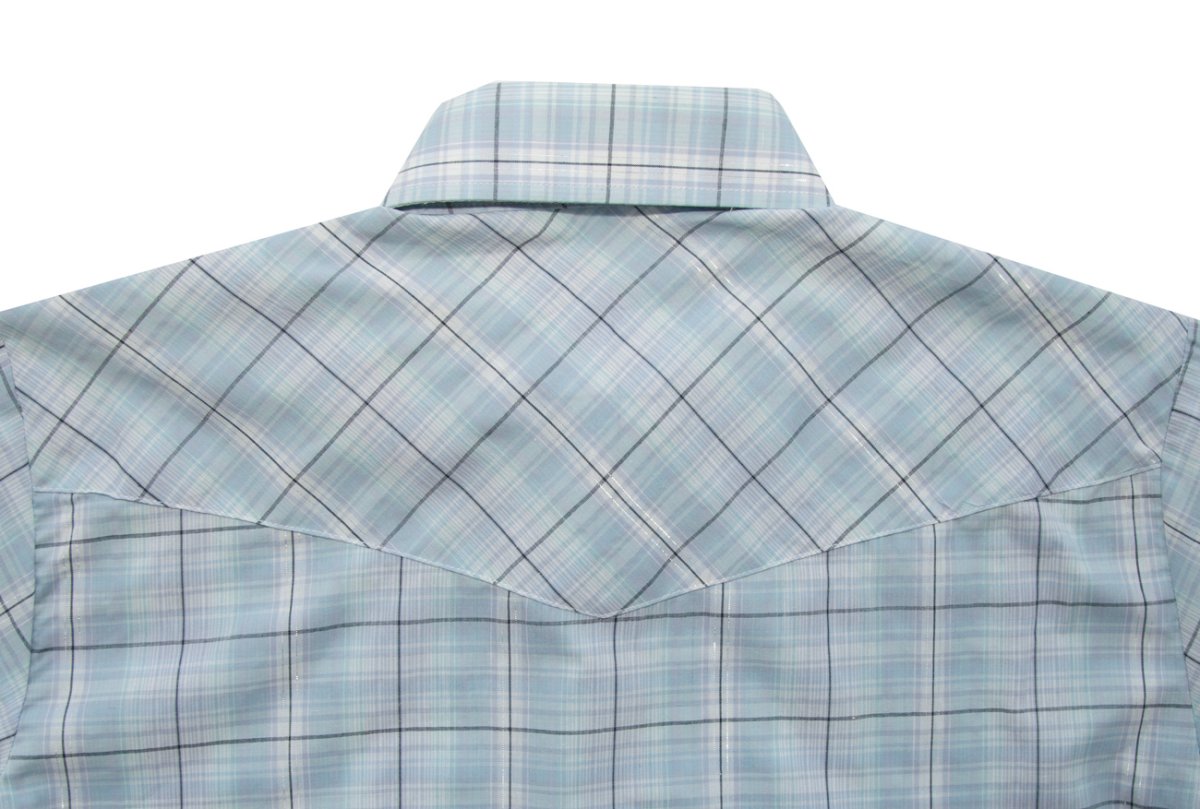 画像2: ローパー スナップフロント ウエスタン シャツ(アクア/半袖)/Roper Short Sleeve Plaid Western Shirt(Aqua) (2)