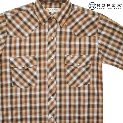 画像1: ローパー スナップフロント ウエスタン シャツ（ブラウン/半袖）/Roper Short Sleeve Western Shirt(Brown)