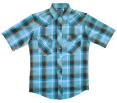 画像3: ローパー スナップフロント ウエスタン シャツ（ターコイズ・ブラウン/半袖）/Roper Short Sleeve Western Shirt(Turquoise/Brown) (3)