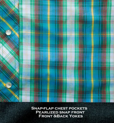 画像2: レジストル スナップフロント ウエスタン シャツ（ライム・ターコイズ・ブラウン・レモン/半袖）/Resistol RU University Fit Short Sleeve Western Shirt(Lime/Gold Lurex)