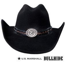 画像1: ブルハイド プレミアムウール カウボーイ ハット ストレイバレット（U.S.マーシャル スター・ブラック）/Bullhide Premium Wool Cowboy Hat STRAY BULLET U.S.MARSHALL(Black) (1)