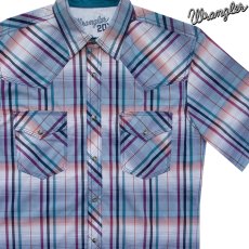 画像1: ラングラー 20X 半袖 ウエスタンシャツ ブルーマルチ S/Wrangler 20X Short Sleeve Western Shirt(Blue Multi) (1)