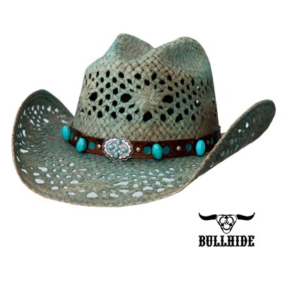 画像1: ブルハイド カウガール ウエスタン ストローハット（ブルー）M/ Bullhide TEMPTATIONS Straw Cowboy Hat(Blue)