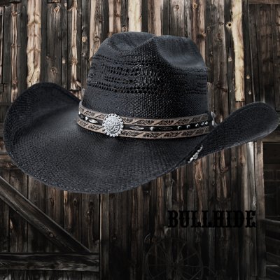 画像1: ブルハイド ウエスタン ストロー カウボーイ ハット コーラル ダスト（ブラック）/Bullhide Straw Cowboy Hat Corral Dust(Black)