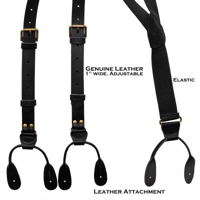 画像2: スカリー レザー サスペンダー（ブラック）/Scully Leather Suspenders(Black)