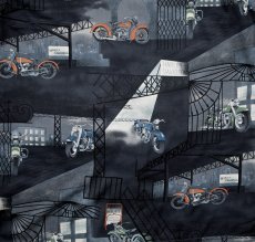 画像3: ハーレーダビッドソン トリリチャード アメリカ製 モーターサイクル アロハシャツ キャンプシャツ（ダークブルー）M/Harley Davidson Tori Richard Aloha Shirt(Dark Blue) (3)