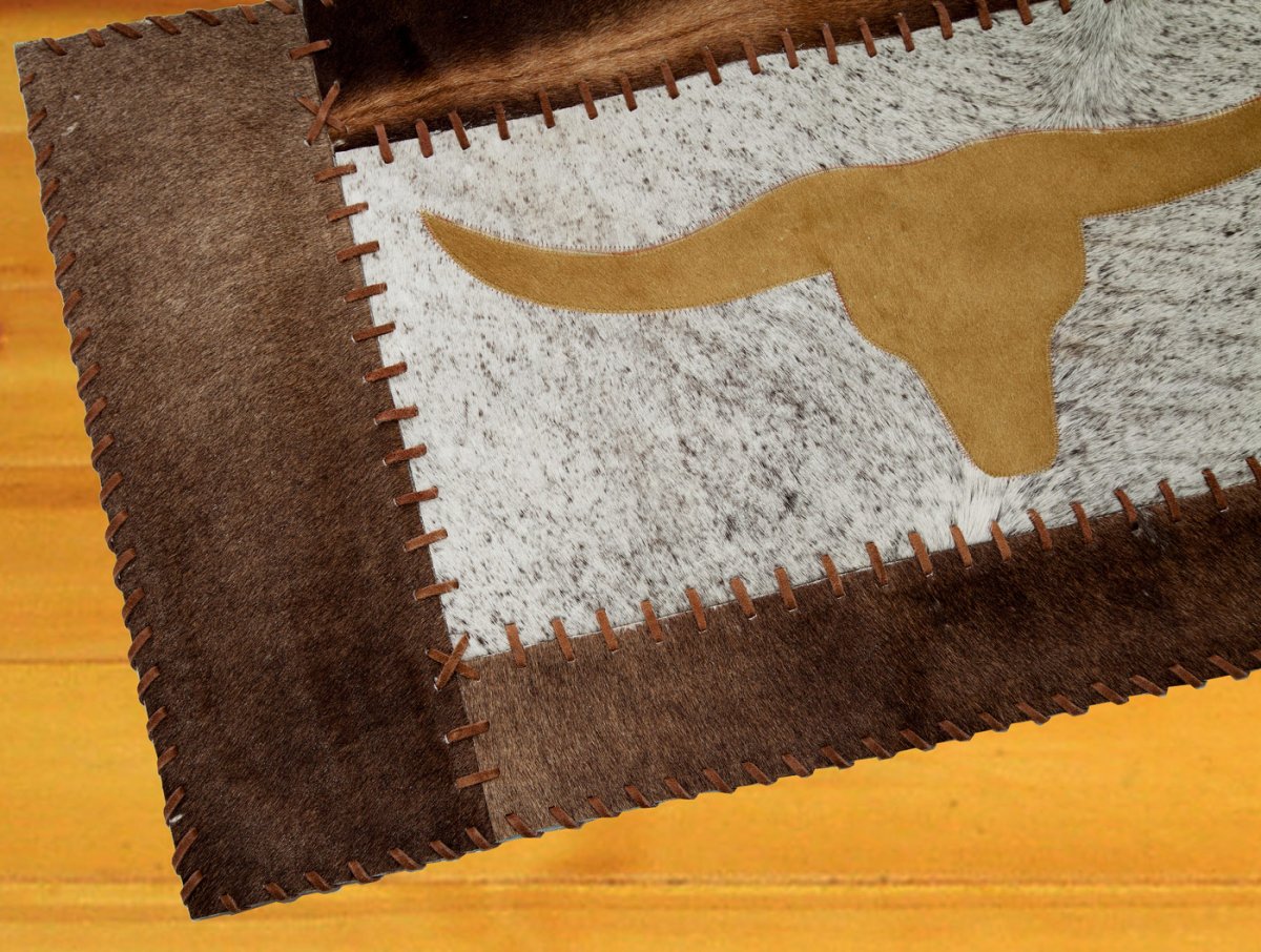 画像2: テキサスロングホーン 牛毛皮 ウエスタン ラグ/Texas Longhorn Cowhide Rug  (2)