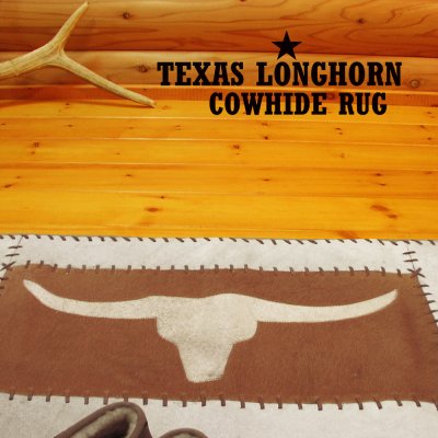 画像1: テキサスロングホーン カウハイド 牛毛皮 ウエスタン ラグ/Texas Longhorn Cowhide Rug 