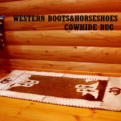画像1: ウエスタンブーツ 馬蹄 牛毛皮 ウエスタン ラグ/Western Boots Horseshoes Cowhide Rug 