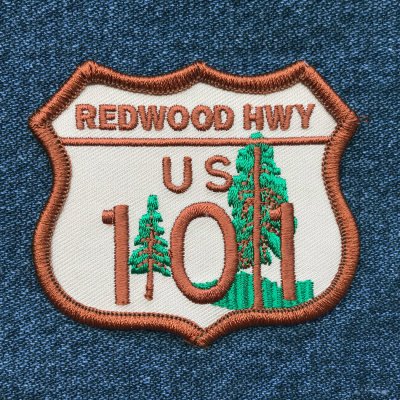 画像1: 刺繍 ワッペン アメリカ カリフォルニア州 オレゴン州 U.S ルート101 レッドウッド ハイウエー/Patch CALIFORNIA OREGON U.S. Route 101