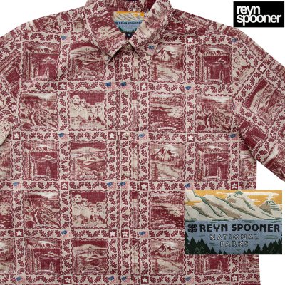 画像1: レインスプーナー アロハシャツ キャンプシャツ ナショナルパーク リバースプリント（レッド）S/Reyn Spooner National Parks Aloha Shirt Camp Shirt(Red)