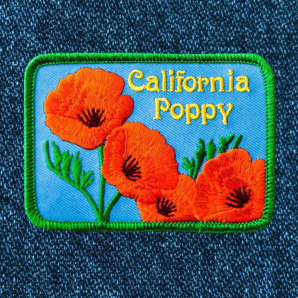 花・フラワー 刺繍 ワッペン カリフォルニア ポピー/Patch California