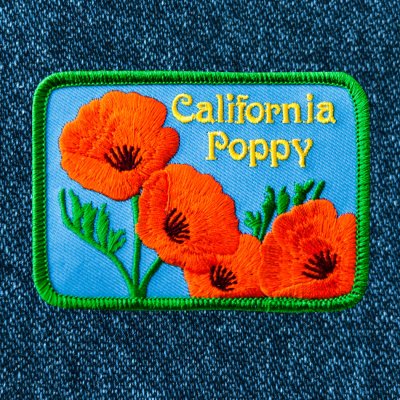 画像1: 花・フラワー 刺繍 ワッペン カリフォルニア ポピー/Patch California