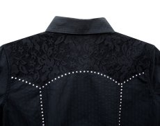 画像3: パンハンドルスリム ラインストーン レースヨーク カウガール ウエスタン シャツ（ブラック/ローズピンク）M/Panhandle Slim Long Sleeve Western Shirt(Black/Women's) (3)