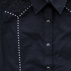 画像5: パンハンドルスリム ラインストーン レースヨーク カウガール ウエスタン シャツ（ブラック/ローズピンク）M/Panhandle Slim Long Sleeve Western Shirt(Black/Women's) (5)