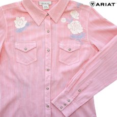 画像1: アリアット レディース 刺繍 ウエスタン シャツ（ピンク）M/Ariat Long Sleeve Western Shirt(Bright Peach/Women's) (1)