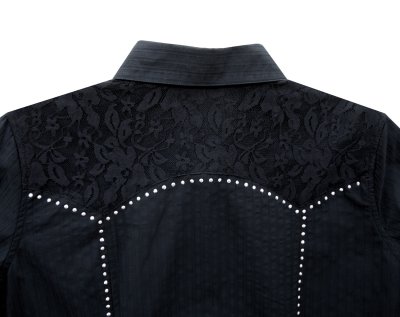 画像3: パンハンドルスリム ラインストーン レースヨーク カウガール ウエスタン シャツ（ブラック/ローズピンク）M/Panhandle Slim Long Sleeve Western Shirt(Black/Women's)