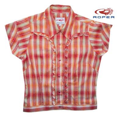 画像3: ローパー レディース ウエスタン シャツ（レッド・オレンジ/半袖）M/Roper Long Sleeve Western Shirt(Women's)