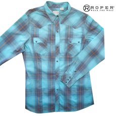 画像3: ローパー レディース ウエスタン シャツ（ターコイズブルー・ブラウン/長袖）L/Roper Long Sleeve Western Shirt(Women's) (3)