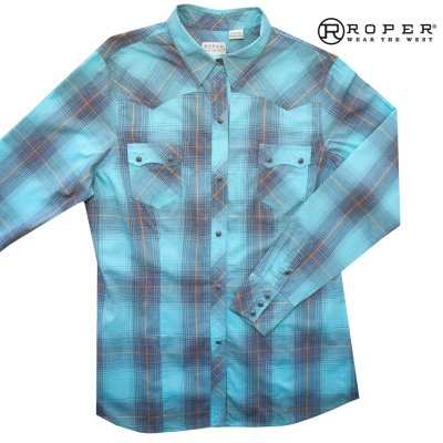 画像2: ローパー レディース ウエスタン シャツ（ターコイズブルー・ブラウン/長袖）L/Roper Long Sleeve Western Shirt(Women's)
