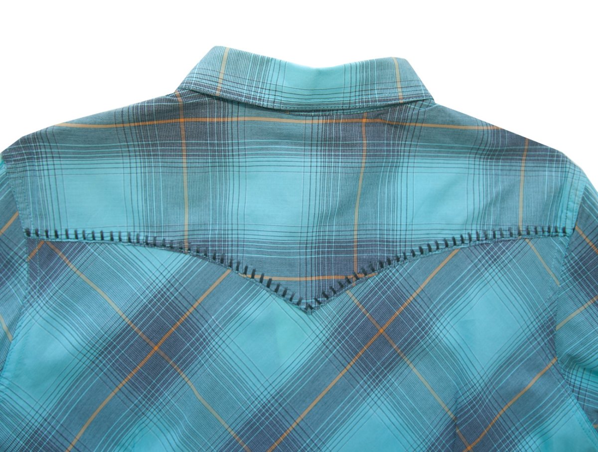 画像2: ローパー レディース ウエスタン シャツ(ターコイズブルー・ブラウン/長袖)L/Roper Long Sleeve Western Shirt(Women's) (2)