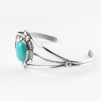 画像2: インディアンジュエリー ナバホ族 ハンドメイド ターコイズ 925 スターリングシルバー ブレスレット/Native American Navajo Turquoise Sterling Silver Bracelet