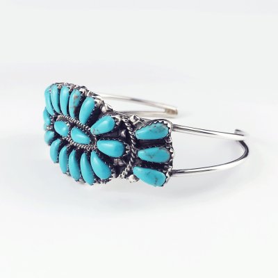 画像2: インディアンジュエリー ナバホ族 ハンドメイド ターコイズ 925 スターリングシルバー クラスター ブレスレット/Native American Navajo Turquoise Sterling Silver Bracelet