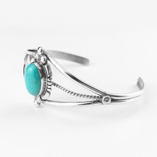 画像2: インディアンジュエリー ナバホ族 ハンドメイド ターコイズ 925 スターリングシルバー ブレスレット/Native American Navajo Turquoise Sterling Silver Bracelet (2)