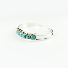 画像2: インディアンジュエリー ナバホ族 ハンドメイド ターコイズ 925 スターリングシルバー ブレスレット/Native American Navajo Turquoise Sterling Silver Bracelet (2)