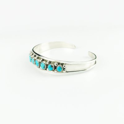 画像2: インディアンジュエリー ナバホ族 ハンドメイド ターコイズ 925 スターリングシルバー ブレスレット/Native American Navajo Turquoise Sterling Silver Bracelet