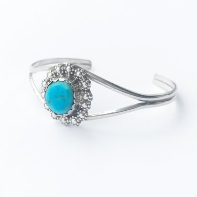 画像2: インディアンジュエリー ナバホ族 ターコイズ 925 スターリングシルバー ハンドメイド ブレスレット/Native American Navajo Hand Made Turquoise Sterling Silver Bracelet