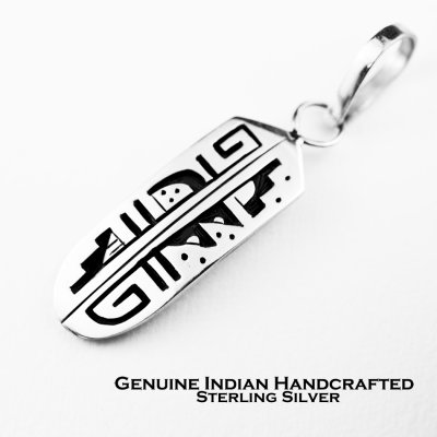 画像1: ホピ インディアン オーバーレイ スターリングシルバー フェザー ペンダント トップ/Hopi Sterling Silver Overlay Feather Pendant