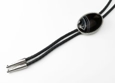 画像2: ウエスタン ボロタイ オニキス ロープエッジ ダークブラウン・ホワイト/Western Bolo Tie Onyx (2)