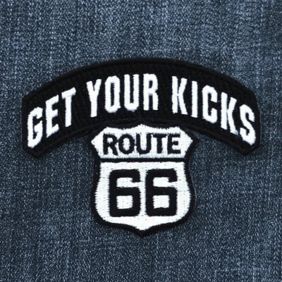 画像1: ワッペン ルート66 GET YOUR KICKS ブラック・シルバー/Patch Route 66 