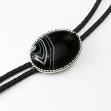 画像1: ウエスタン ボロタイ オニキス ロープエッジ ダークブラウン・ホワイト/Western Bolo Tie Onyx (1)