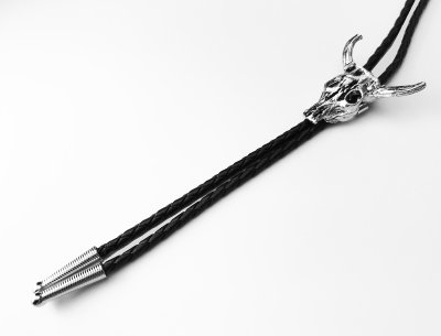 画像2: ボロタイ アメリカン バッファロー スカル（シルバー）/Western Bolo Tie Buffalo Bison Skull