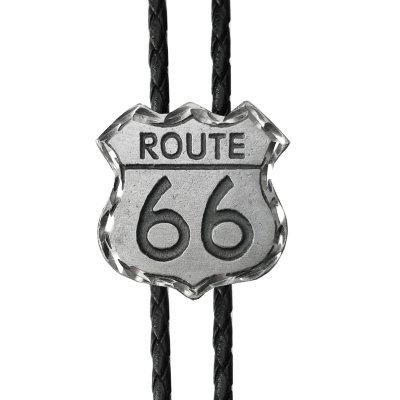 画像1: アメリカ ルート66 ダイアモンドカット ボロタイ（アンテイークシルバー）/Route 66 Diamond Cut Bolo Tie