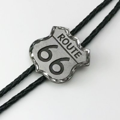 画像2: アメリカ ルート66 ダイアモンドカット ボロタイ（アンテイークシルバー）/Route 66 Diamond Cut Bolo Tie