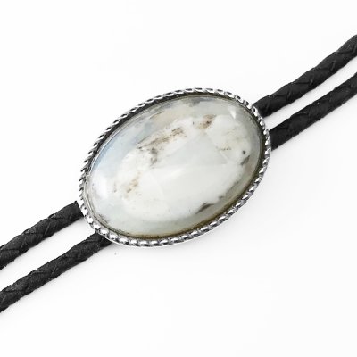 画像1: ウエスタン ボロタイ オニキス ロープエッジ ホワイト・ブラウン/Western Bolo Tie Onyx