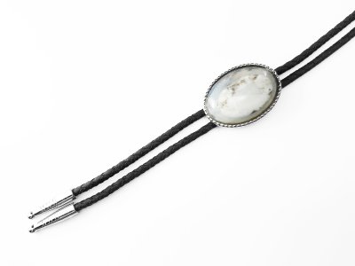 画像2: ウエスタン ボロタイ オニキス ロープエッジ ホワイト・ブラウン/Western Bolo Tie Onyx